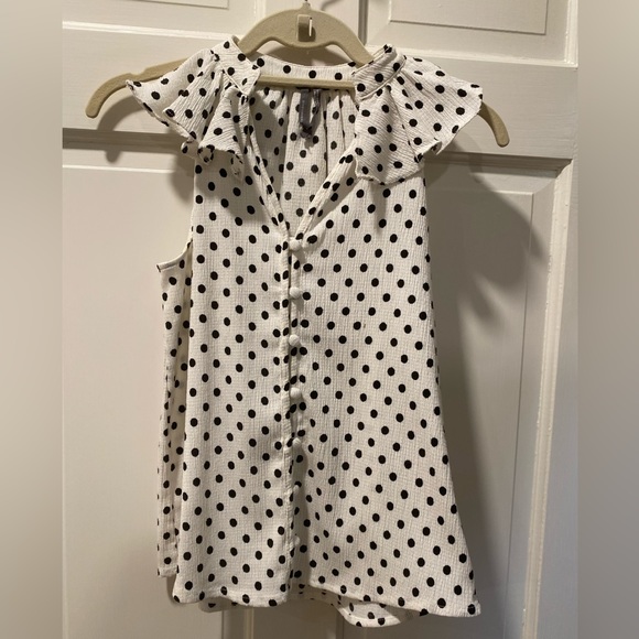 Anthropologie Tops - Anthropologie White Polka Dot Top